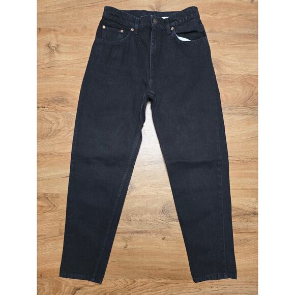 Vintage Levi's 501 Womens Jeans 9 Short Black Dark Wash Relax Fit Tapered Leg - Picture 1 of 13